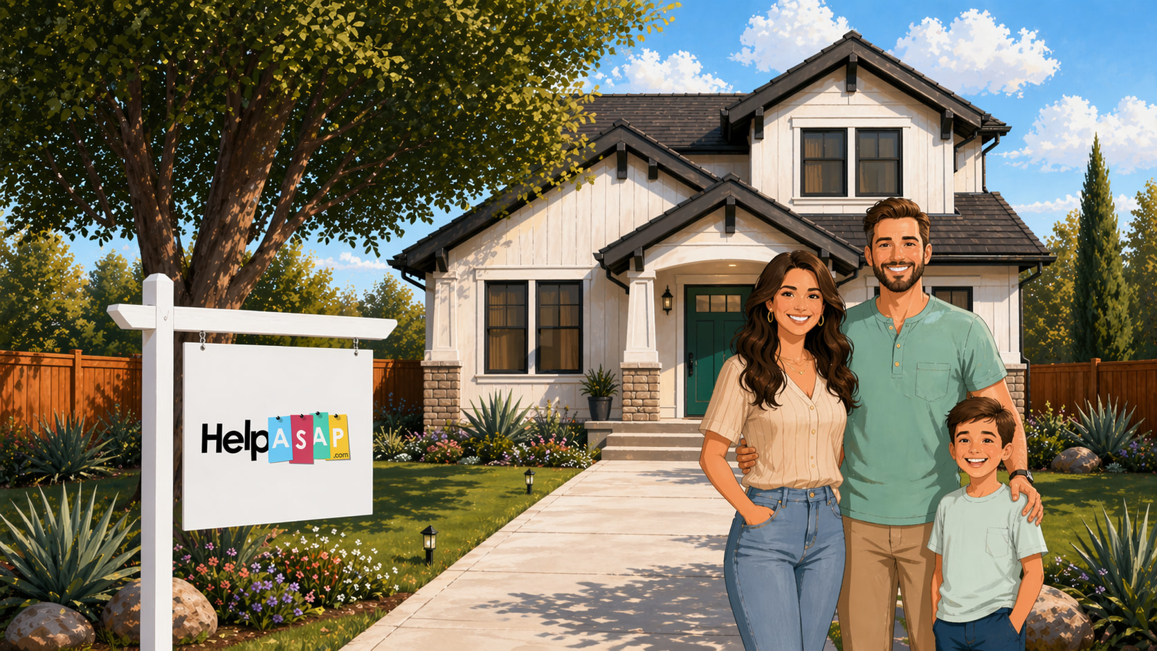 Happy Middle Eastern family with their California home — HelpASAP cash offer